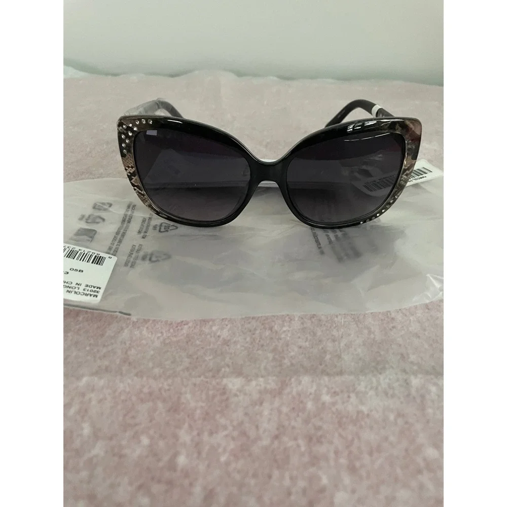 Guess Womens Black Snakeskin Rhinestone Cat Eye Sunglasses GF0383/S 05B